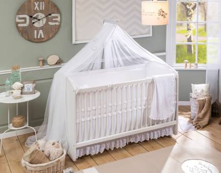 Patut cu balansoar alb (70x130cm) BABY COTTON 