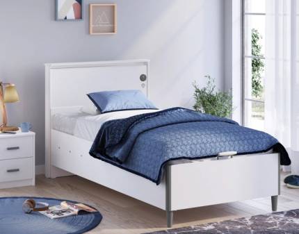 Pat cu lada si tablie (100x200cm) WHITE